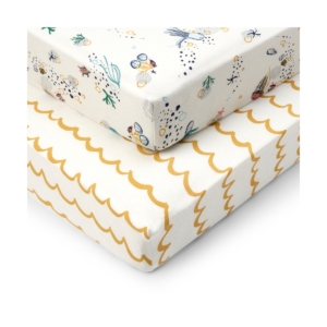 Tutti Bambini Pack of 2 Our Planet Cot Bed Fitted Sheets-White/Y