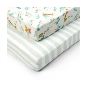Tutti Bambini Pack of 2 Run Wild Cot Bed Fitted Sheets-White/Yel