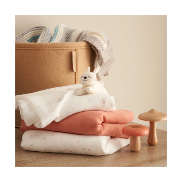 Tutti Bambini Pack of 3 Cocoon Muslin Swaddle Wraps-White/Brown
