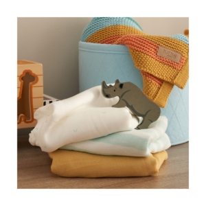 Tutti Bambini Pack of 3 Run Wild Muslin Swaddle Wraps-White/Yell