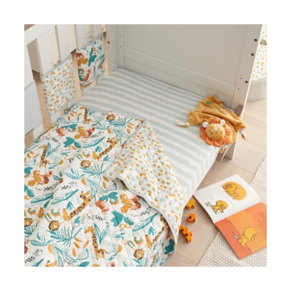 Tutti Bambini Run Wild Cot/Cot Bed Coverlet-White