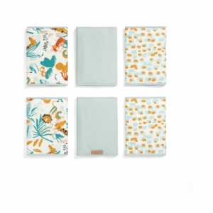 Tutti Bambini Run Wild Pack of 6 Cot Wraps-Blue/White