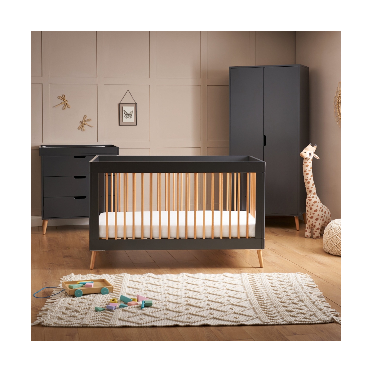 OBaby Maya 3 Piece Room Set-Slate/Natural