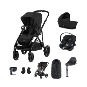 Cybex Gazelle S Black Frame 8 Piece Bundle-Moon Black