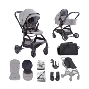 Junior Jones Aylo Pram Essential Bundle-Grey Marl/Black