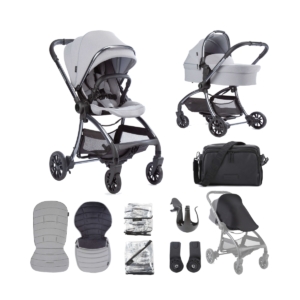 Junior Jones Aylo Pram Essential Bundle-Pebble Grey/Gun Metal