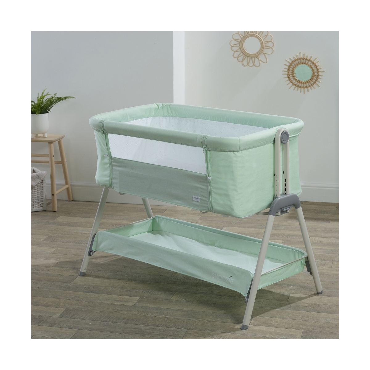 Kinder Valley Snoozie Bedside Crib-Misty Jade