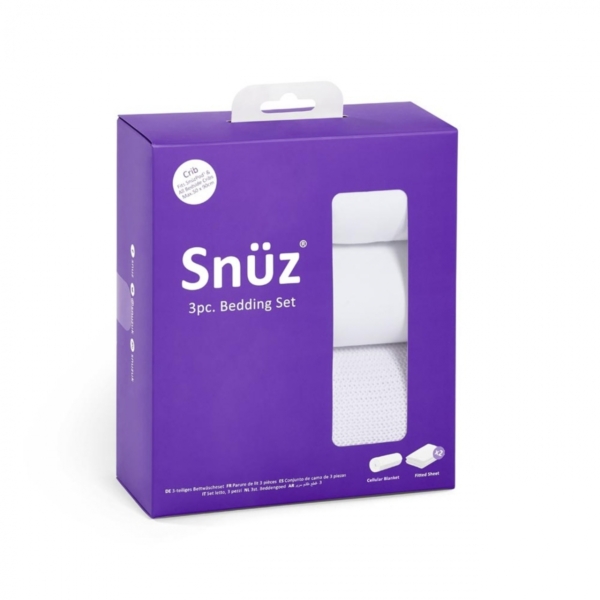 Snuz 3 Piece Crib Bedding Set–White