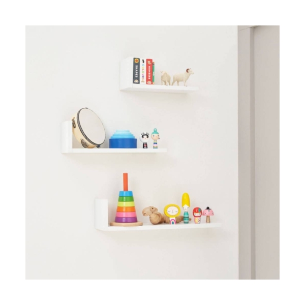 Tutti Bambini Rio Set of Three L-Shaped Wall Shelves - White