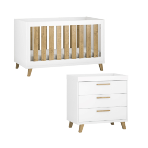 Little Acorns Siriana Cotbed & Dresser Roomset - White/Oak