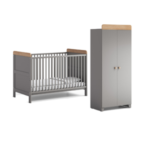 Aya Neo 2 Piece Cot Bed & Wardrobe Roomset - Grey/Oak