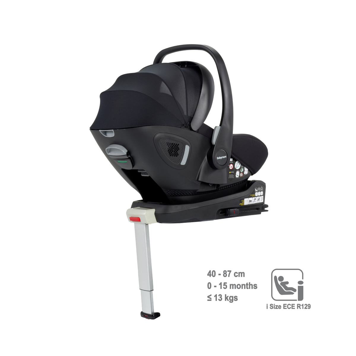 Babymore Pecan i-Size Carseat with ISOFIX Base - Black
