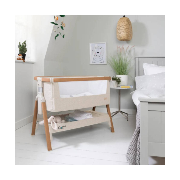 Tutti Bambini CoZee Bedside Crib - Scandinavian Walnut/Ecru