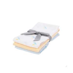 Kiki & Sebby 100% Cotton Pack of 3 Muslin Squares – Puffin/Yel