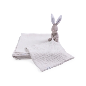 Kiki & Sebby Hop Hop Bunny Comforter Muslin Cloth - Grey
