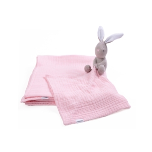 Kiki & Sebby Hop Hop Bunny Comforter Muslin Cloth - Pink