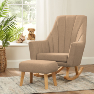 Tutti Bambini Jonah Rocking Chair and Footstool Set-Biscuit + Fr