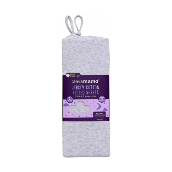 ClevaMama Pack of 2 Jersey Cotton Fitted Bedside Crib Sheets - M