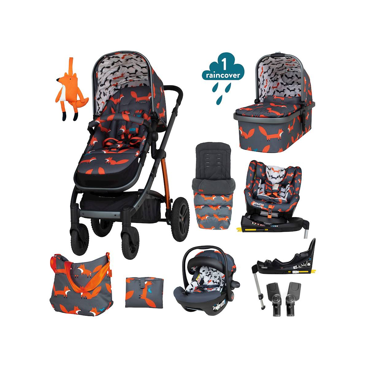 Cosatto Wow 2 All Stage Everything Bundle - Charcoal Mister Fox