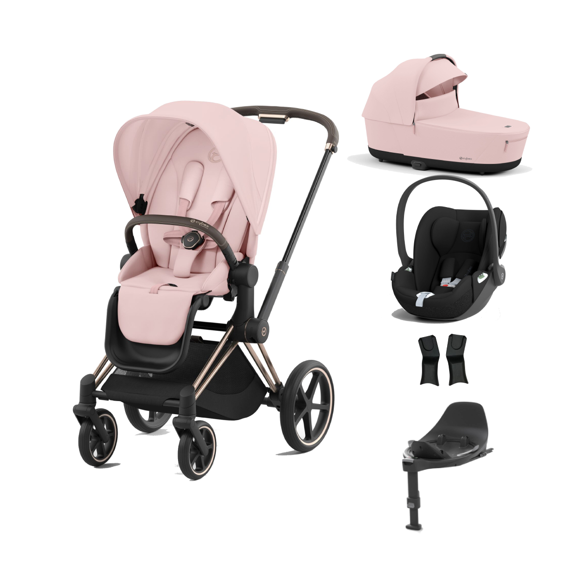 Cybex Priam Cloud T i-Size Bundles - Rosegold/Peach Pink