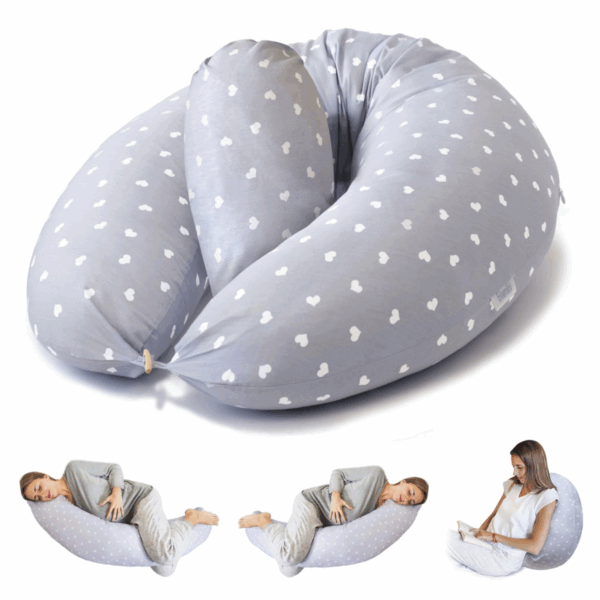Aya 4in1 Multifunctional Nursing Pregnancy Pillow – Grey Heart